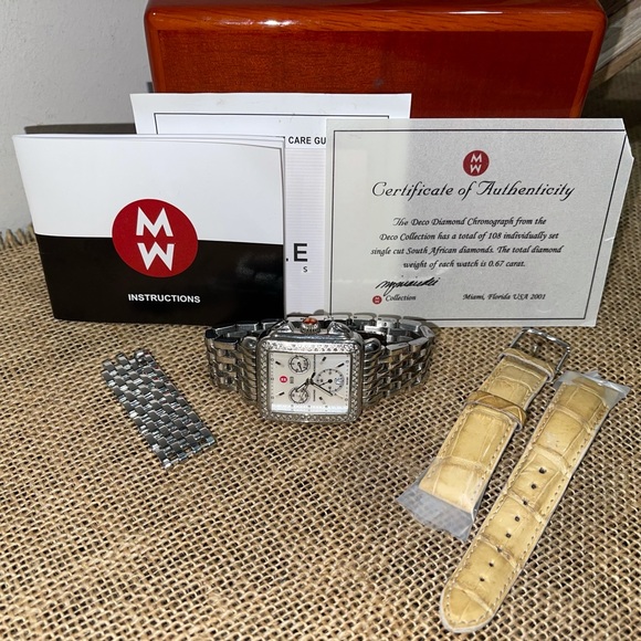 Michele Jewelry - Michele Deco 18 Diamond MOP Bracelet Watch